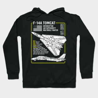 F-14 Tomcat Blueprint US Carrier Aircraft War Plane Airplane America Hoodie